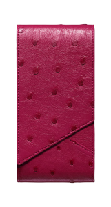 COVER WITH A FLAP VALVE FROM OSTRICH LEATHER CRIMSON