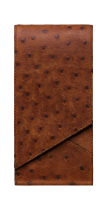 COVER WITH A FLAP VALVE FROM OSTRICH LEATHER COGNAC COLOR
