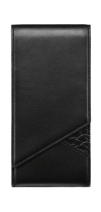 CASE WITH HINGED FLAP CALFSKIN AND ALLIGATOR BLACK