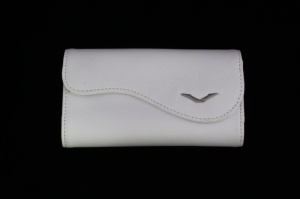 Horizontal case for Vertu Ayxta from white calf leather logo "V" stainless steel