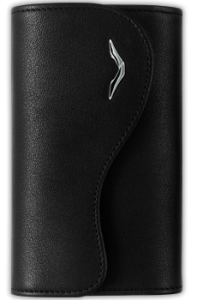 Horizontal case for Vertu Ayxta black calfskin with logo "V" stainless steel