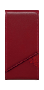 CASE WITH HINGED FLAP CALFSKIN AND ALLIGATOR RED