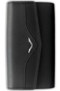 Horizontal case black calfskin with logo "V" stainless steel