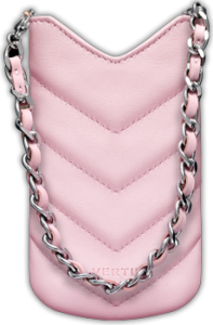 Vertical volumetric case pink calfskin with chain in stainless steel